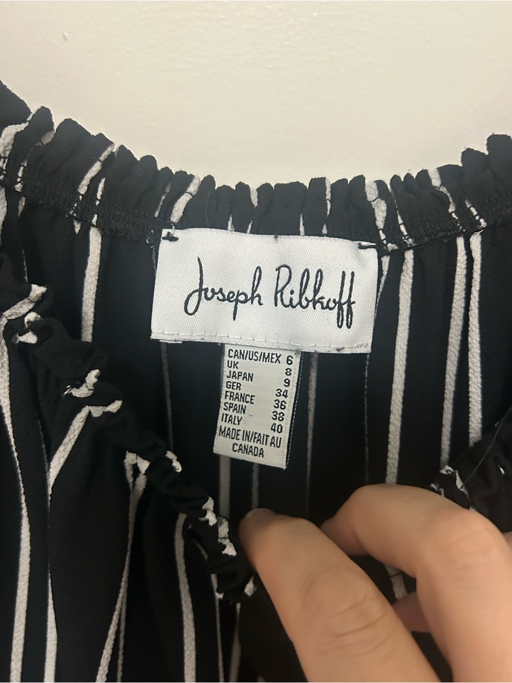 Joseph Ribkoff Black with White Vertical Stripes Blouse